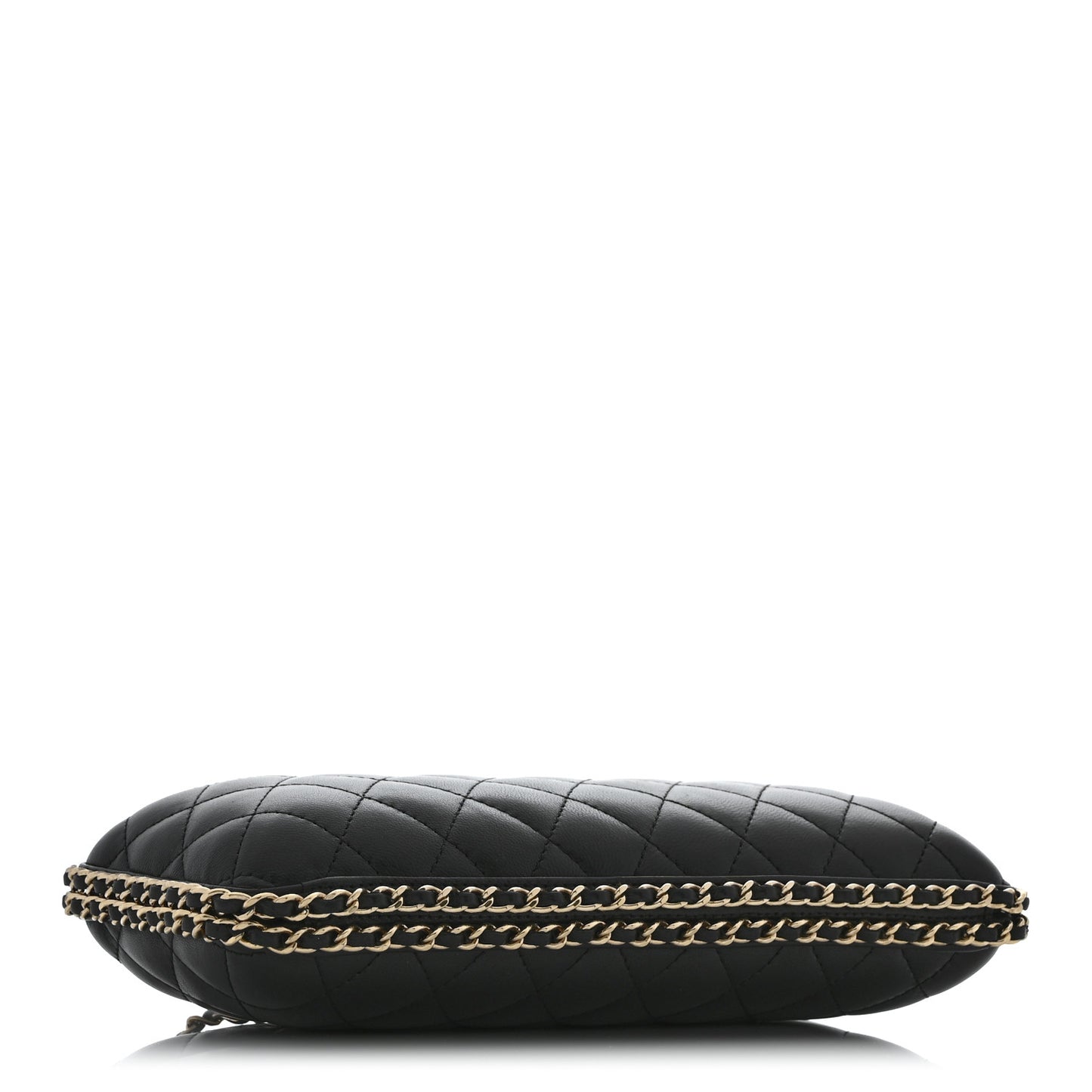 Lambskin Quilted Chain Around Clutch Black