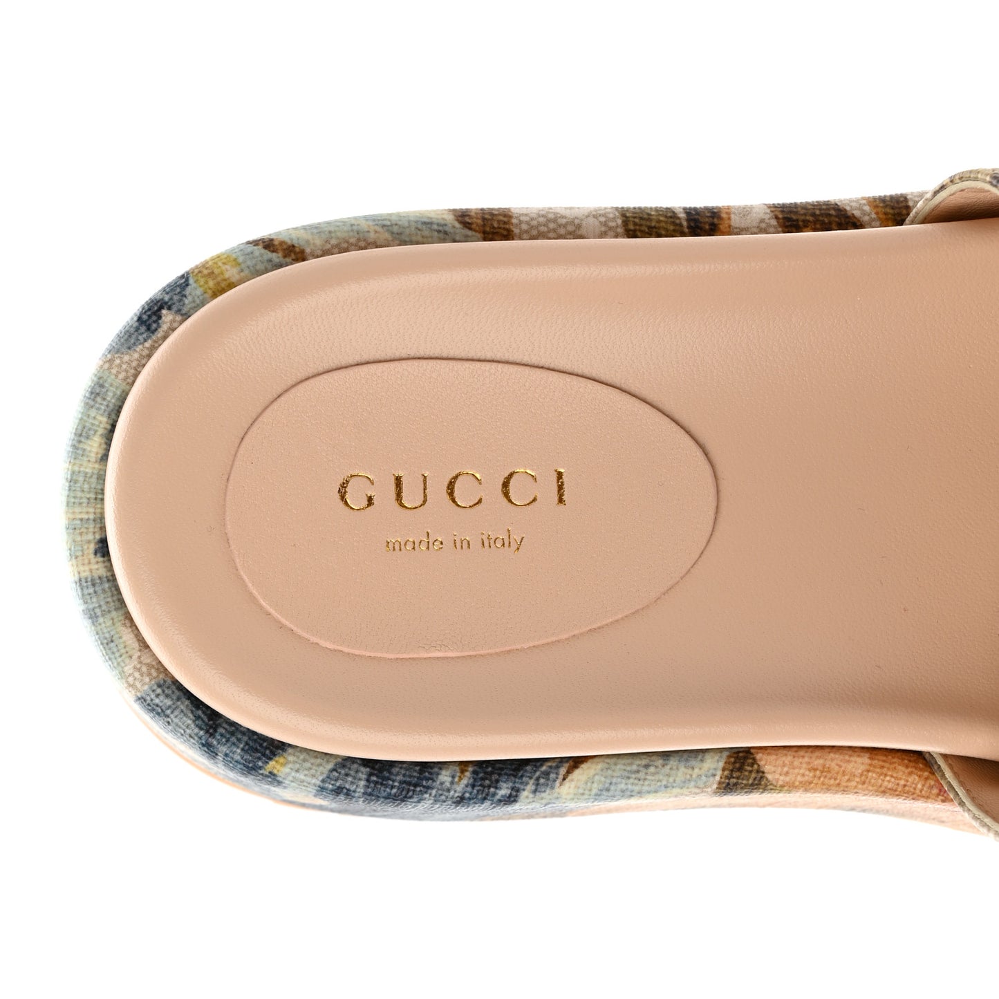 GG Supreme Monogram Water Flora Angelina Platform Slide Sandals 36.5 Beige White Multicolor
