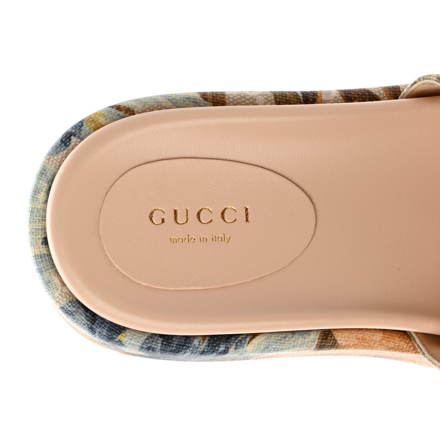 Gucci GG Supreme Monogram Water Flora Angelina Platform Slide Sandals 36.5 Beige White Multicolor 5 of 8