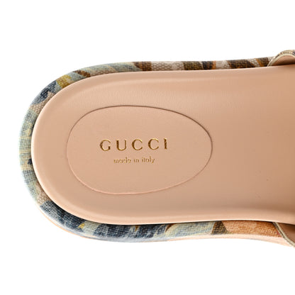 Gucci GG Supreme Monogram Water Flora Angelina Platform Slide Sandals 36.5 Beige White Multicolor 5 of 8
