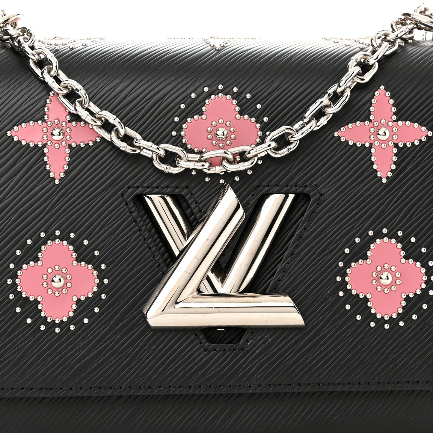 Epi Flowers Twist Shoulder Bag MM Black Bois De Rose