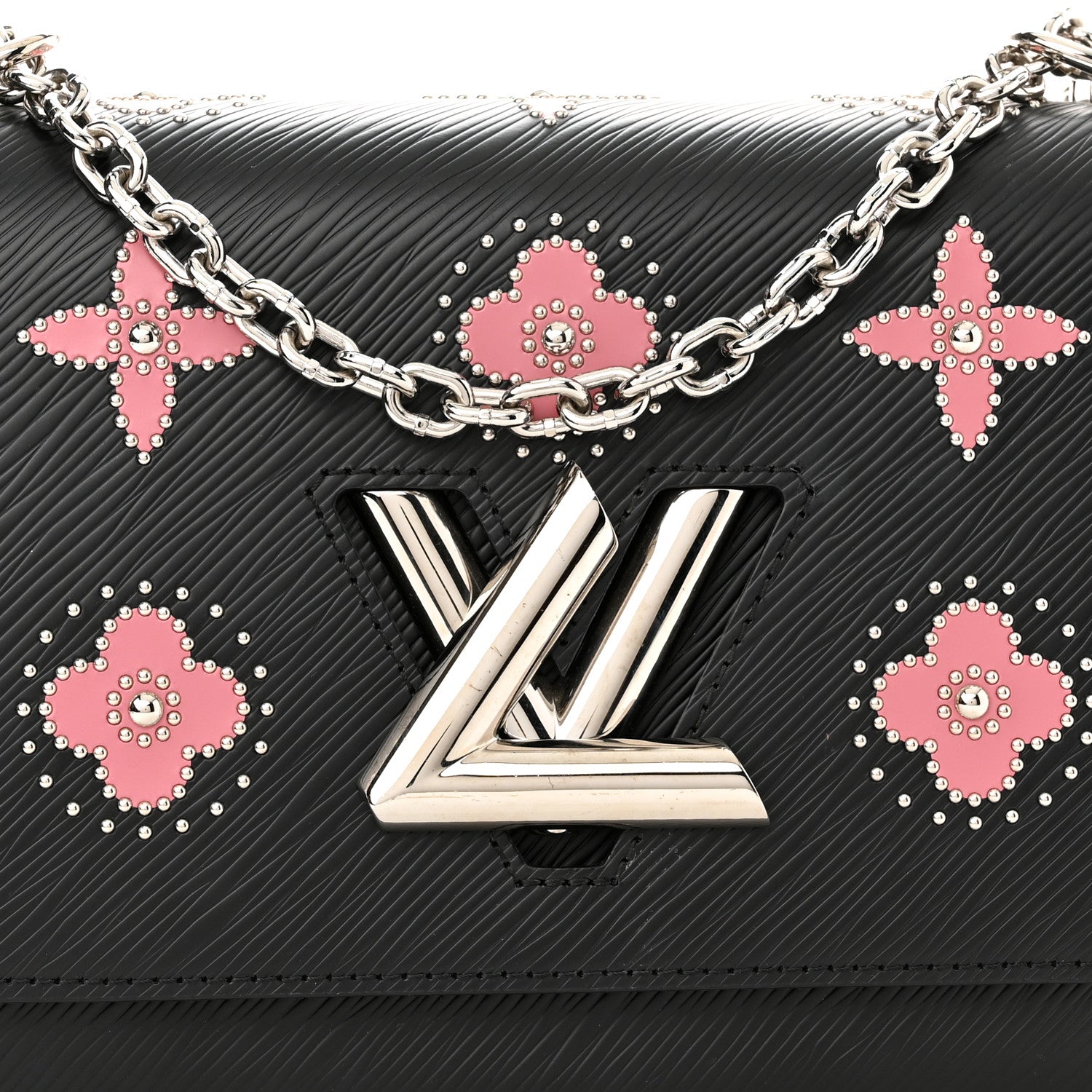 Louis Vuitton Epi Flowers Twist Shoulder Bag MM Black Bois De Rose 8 of 11