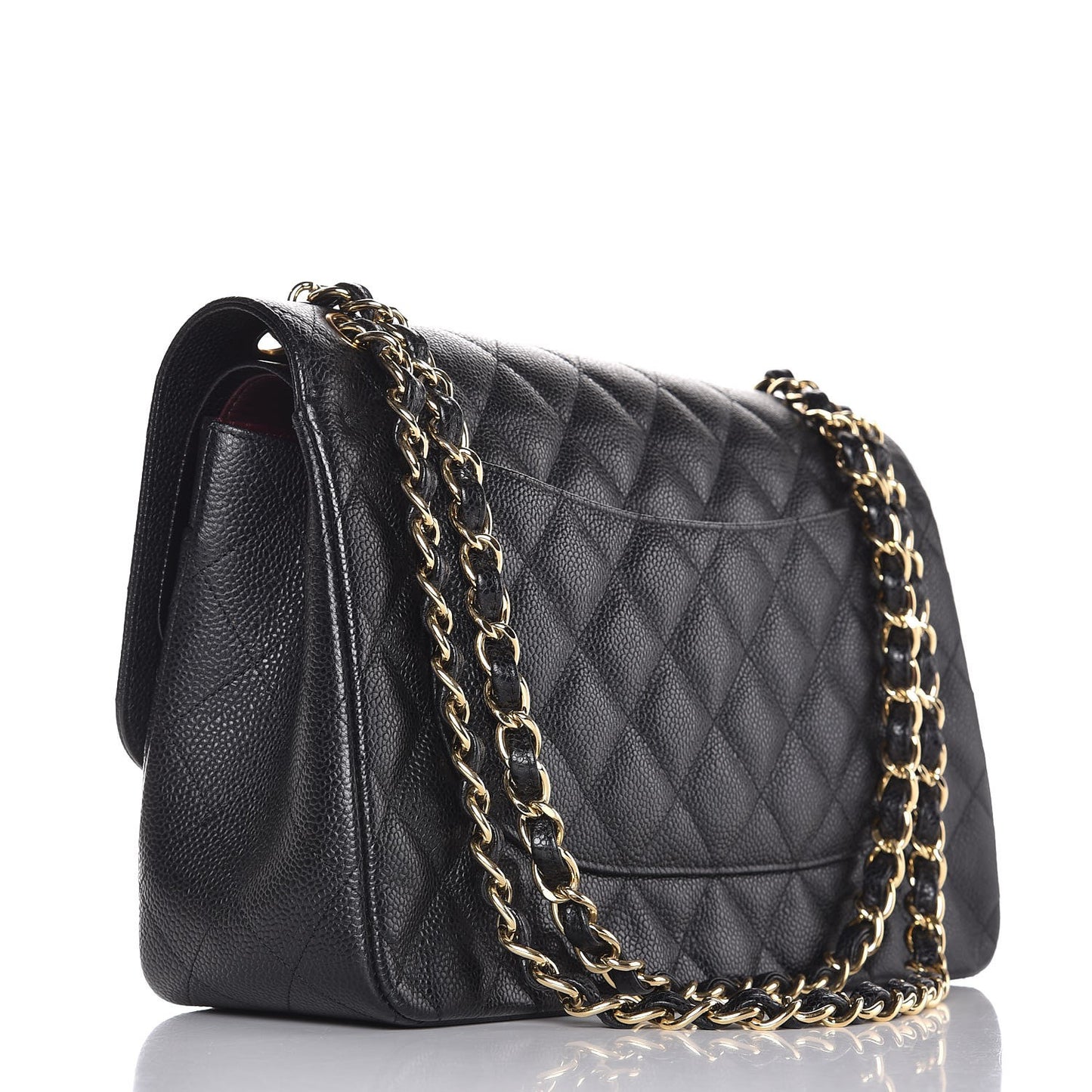 Caviar Quilted Jumbo Double Flap Black