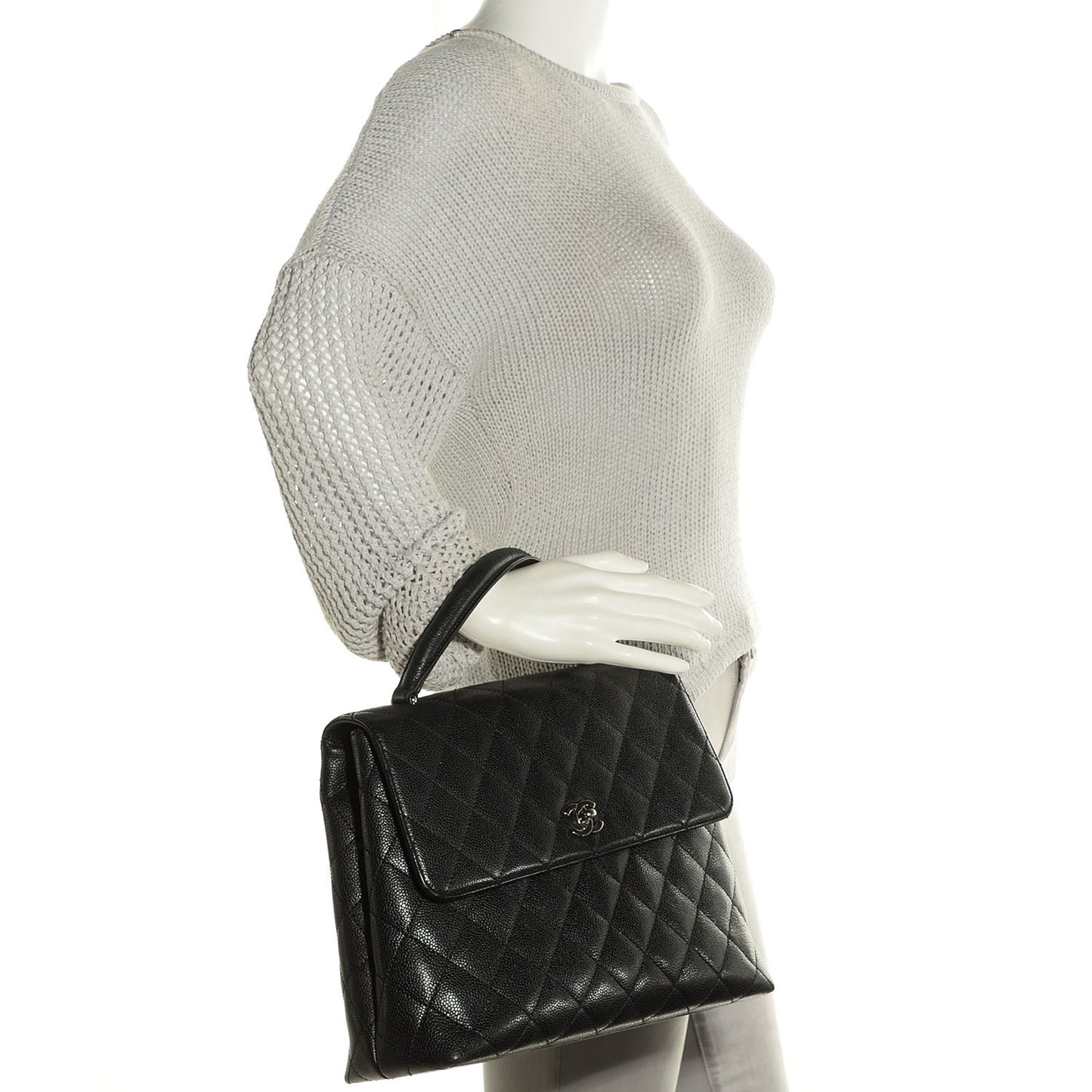 Caviar Quilted Jumbo Kelly Flap Black