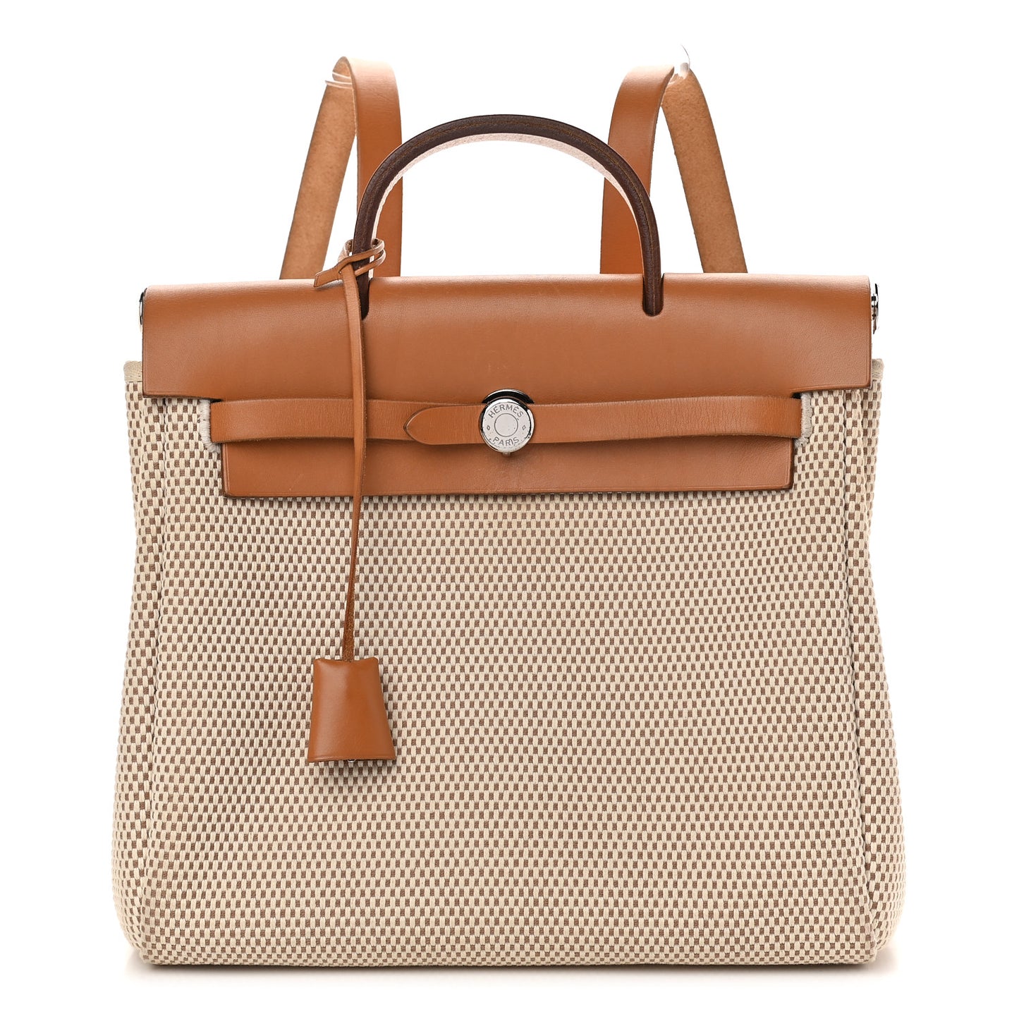 Toile Vache Calfskin Herbag 30 PM Backpack Natural