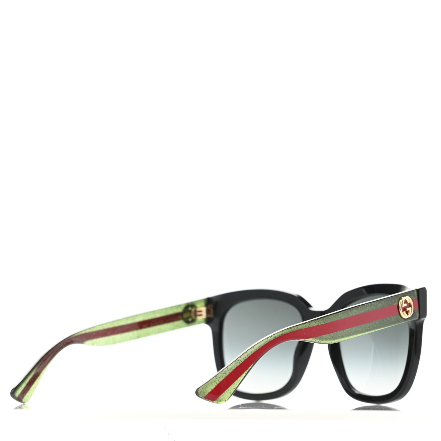 Acetate Square Frame Web Glitter Sunglasses GG0034S Black