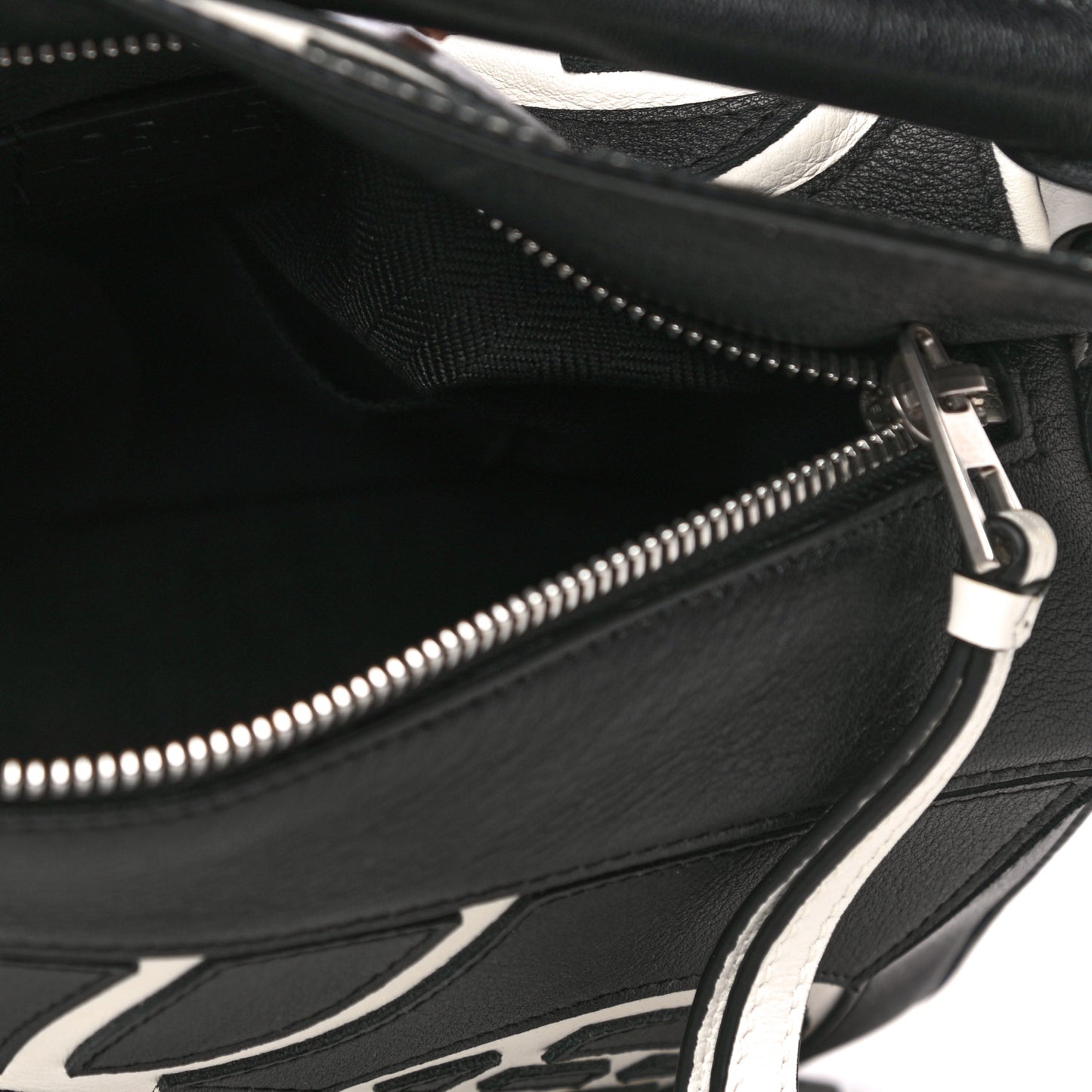 Calfskin Small Roses Puzzle Bag Black White