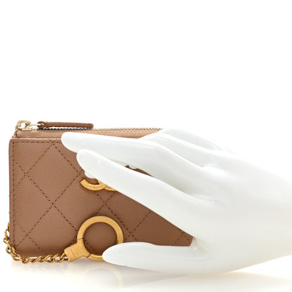 Chanel Caviar Quilted Zipped Key Holder Case Dark Beige 2 of 7