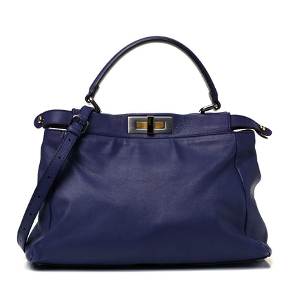 Fendi Goatskin Zucca Medium Peekaboo Iconic Satchel Purple 2 of 12