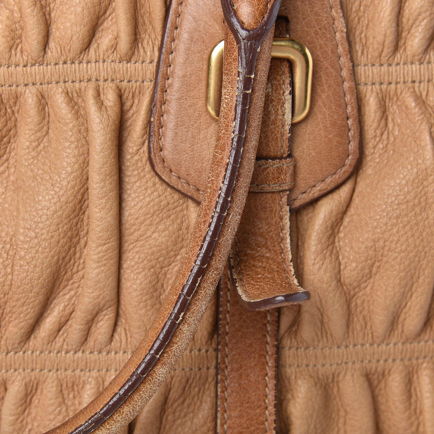 Prada Cervo Deerskin Gaufre Dome Satchel Naturale 19 of 30