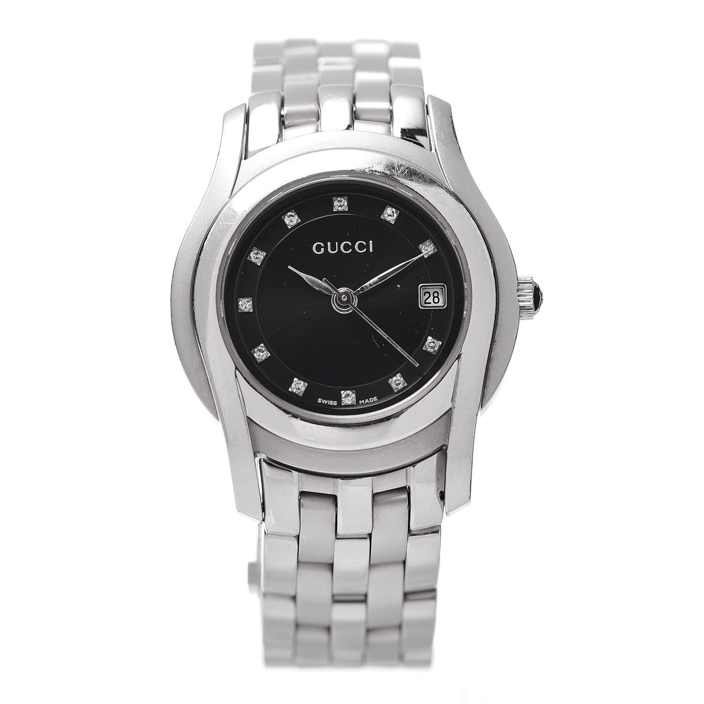 Stainless Steel Diamond 27mm 5500L Quartz Watch Black