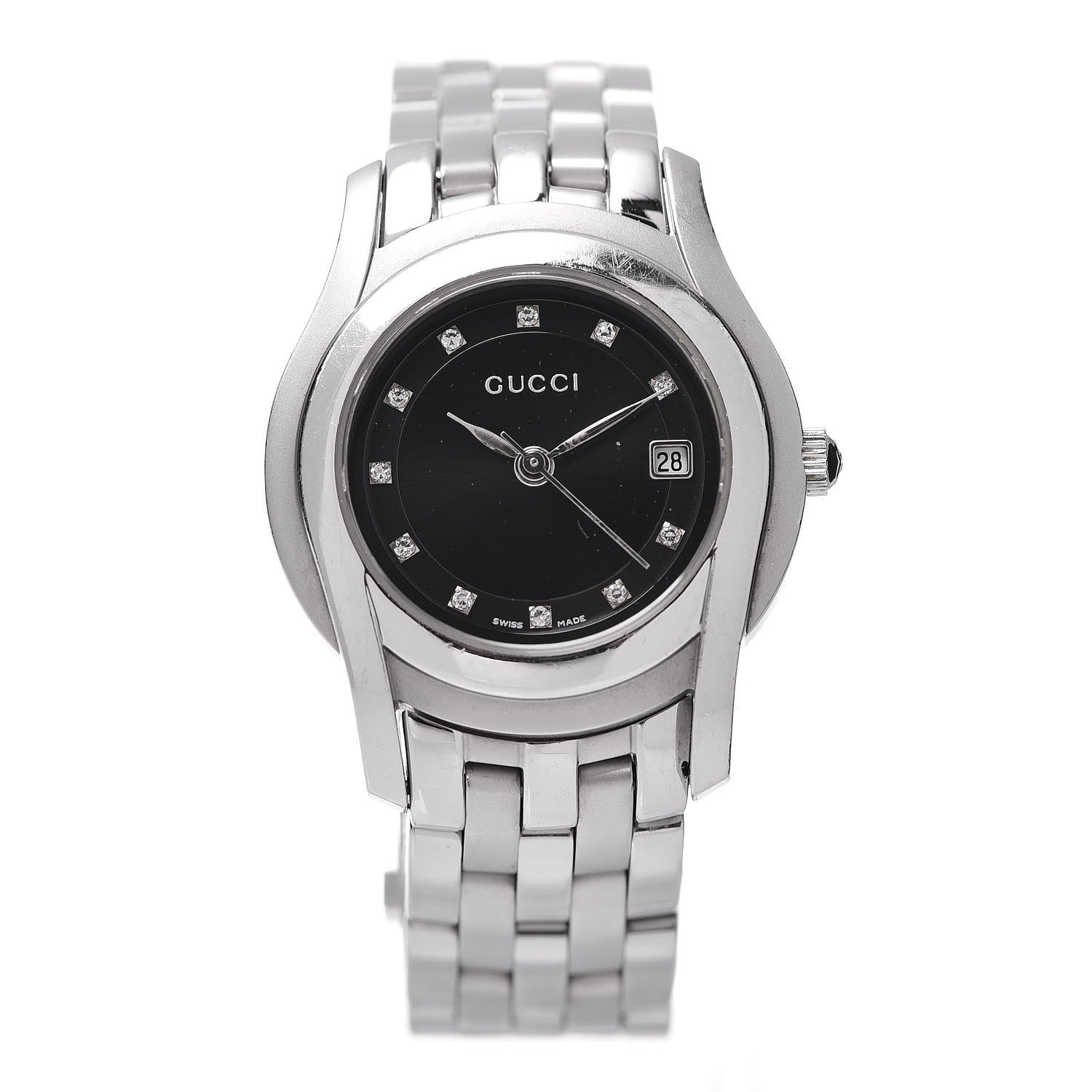 Gucci Stainless Steel Diamond 27mm 5500L Quartz Watch Black 1 of 6