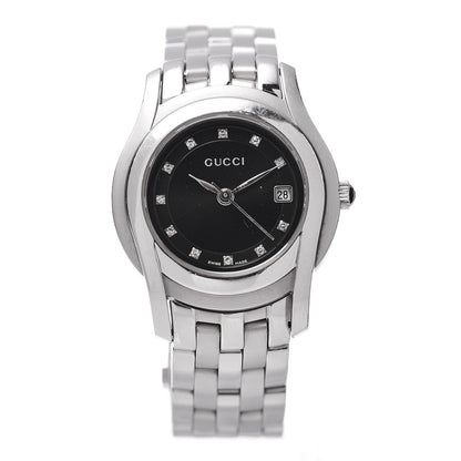 Gucci Stainless Steel Diamond 27mm 5500L Quartz Watch Black 1 of 6