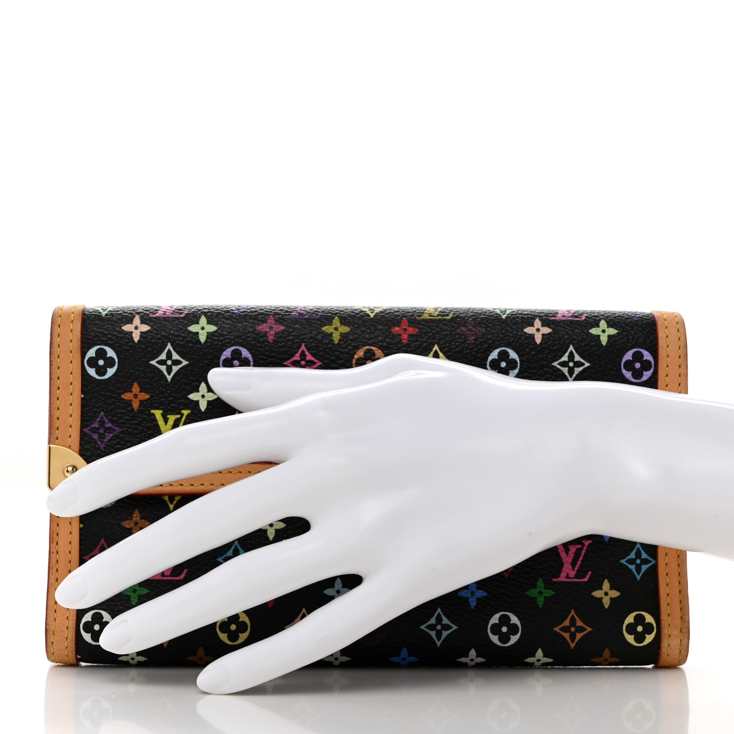 Louis Vuitton Monogram Multicolor Porte Tresor International Wallet Black 2 of 8