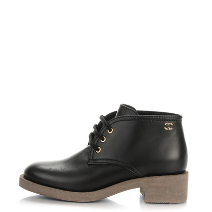 Chanel Calfskin Lace Up CC Boots 40 Black 1 of 8