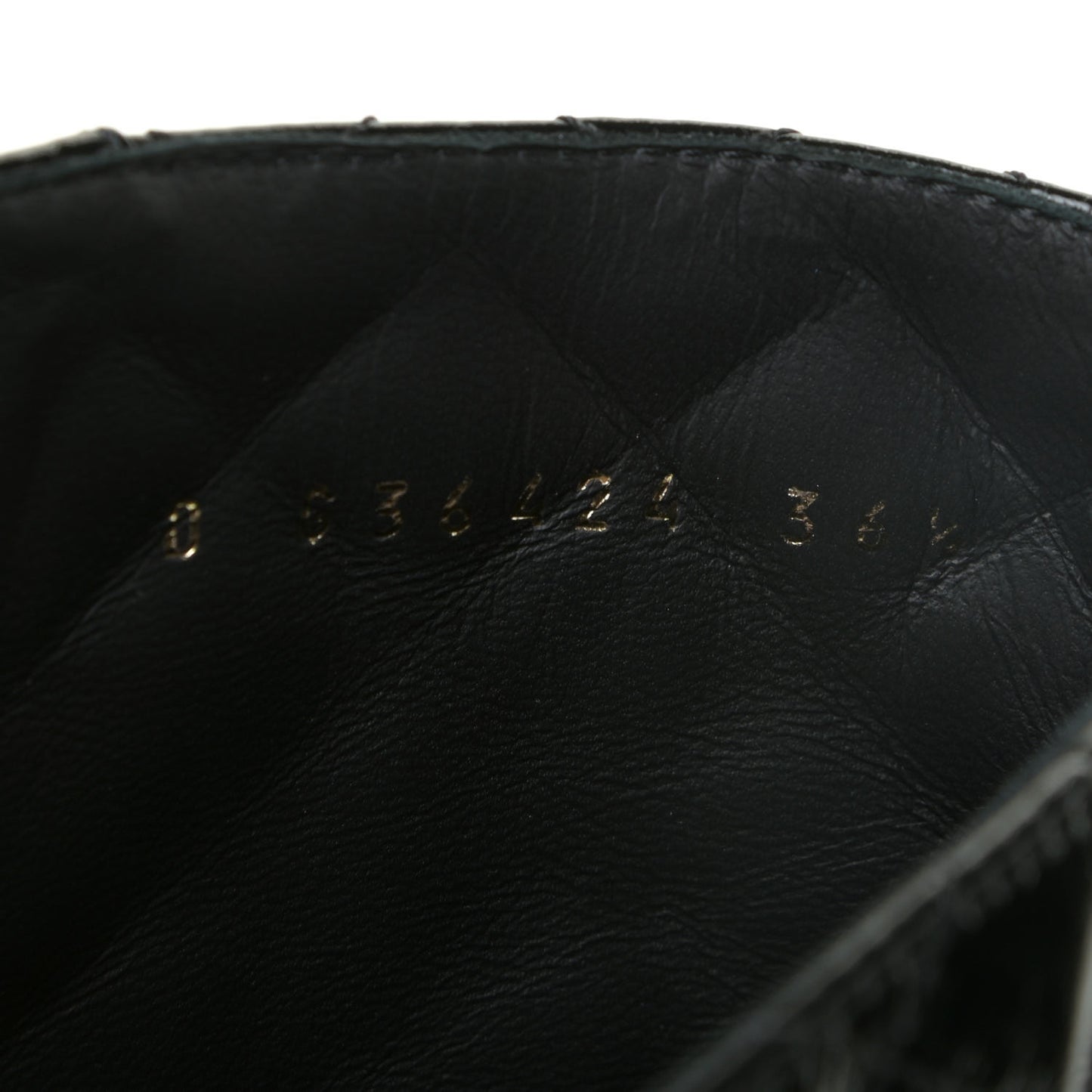 Shiny Calfskin Quilted Lace Up Combat Boots 36.5 Black