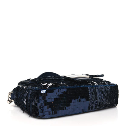 Fendi Sequin Paillettes Sfumate Vitello Grace Baguette Midnight 4 of 10