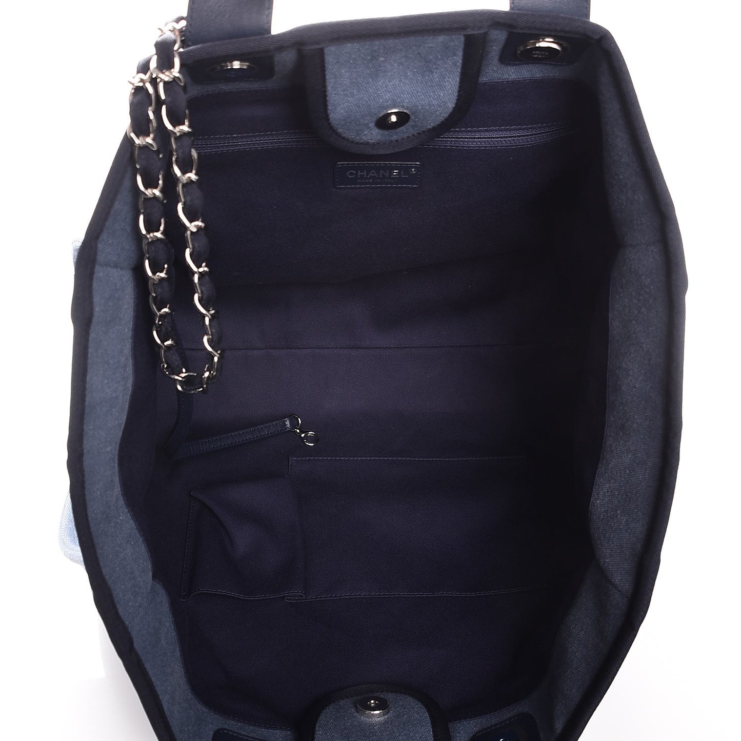 Canvas Sequin Large Deauville Tote Navy