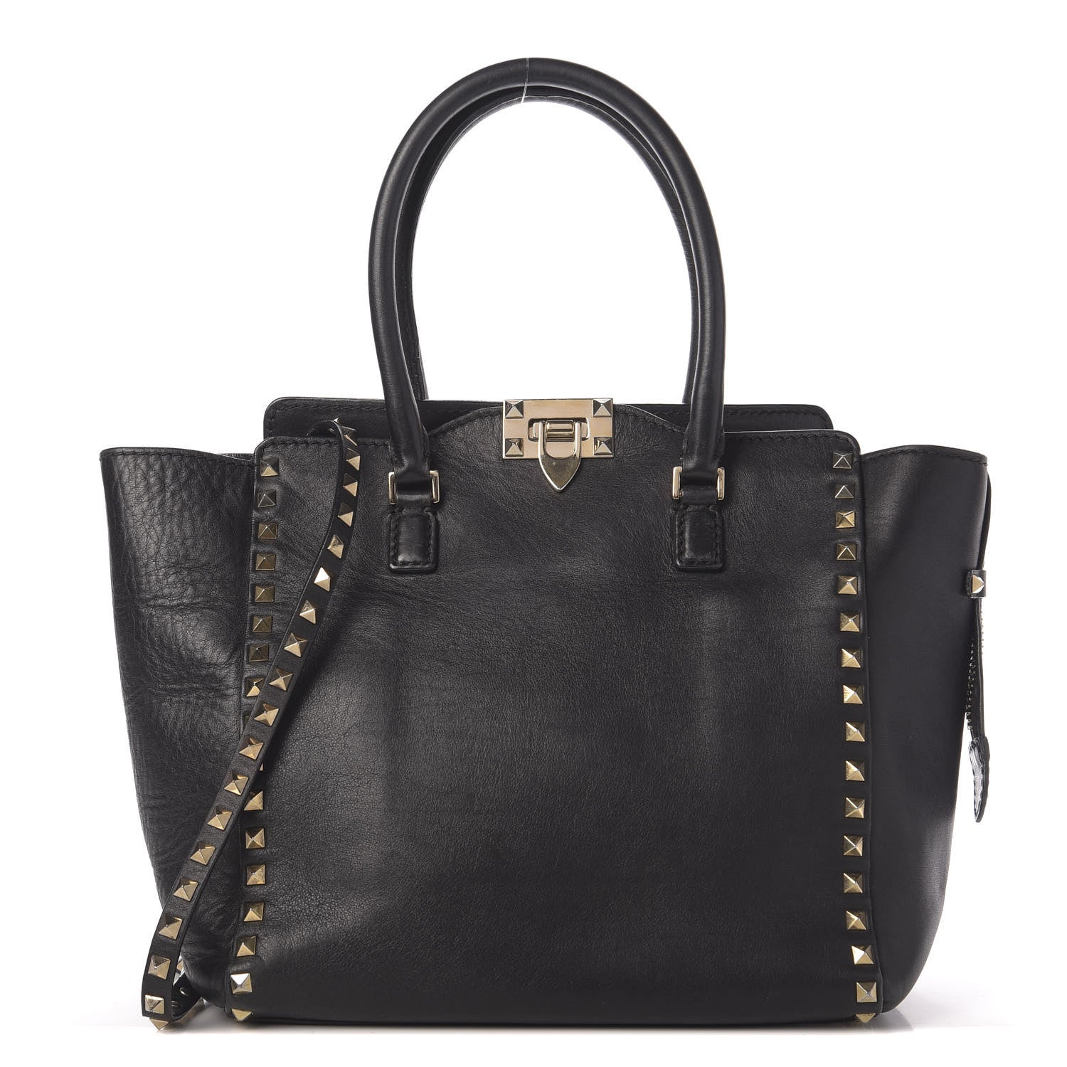 Valentino Garavani Vitello Rockstud Double Handle Tote Black 1 of 15