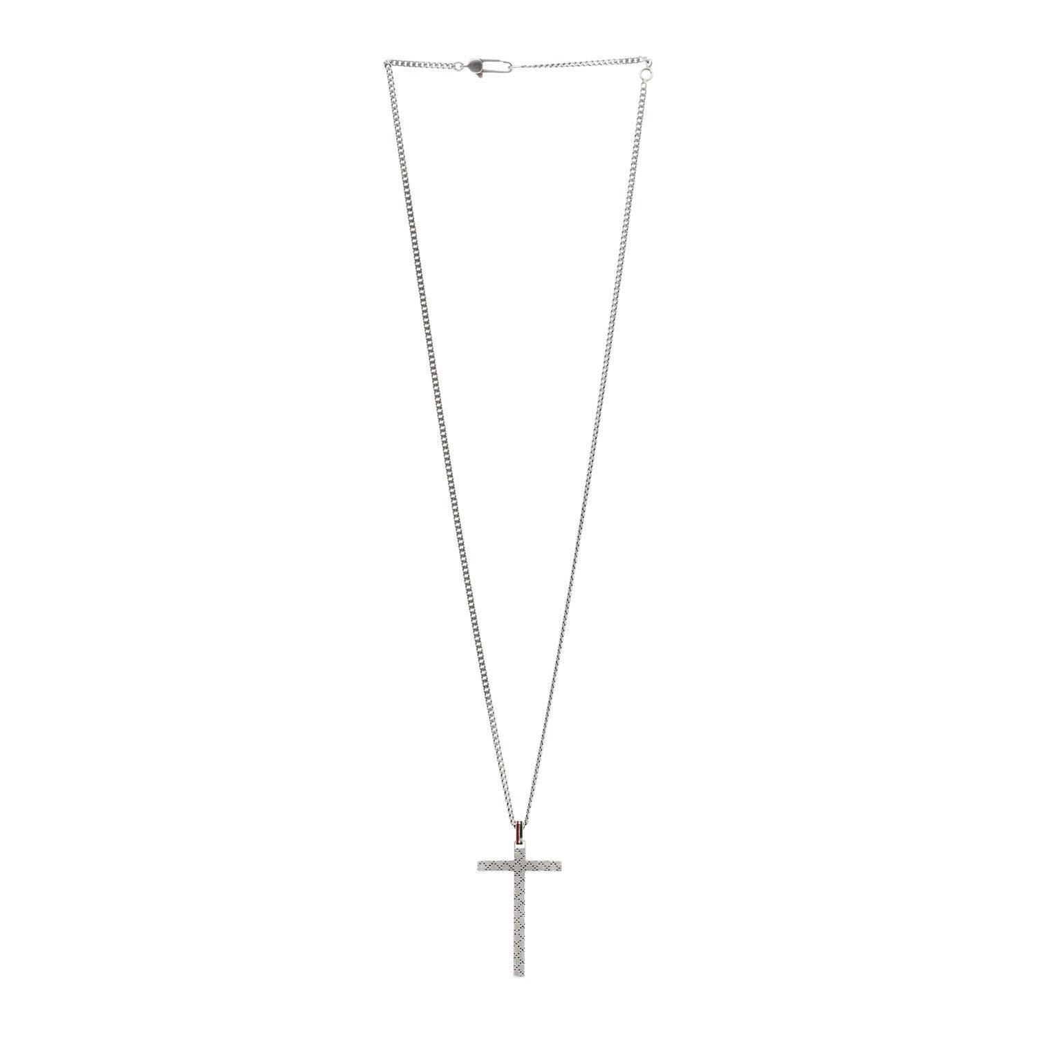 Gucci Sterling Silver Enamel Diamantissima Cross Pendant Necklace 3 of 5