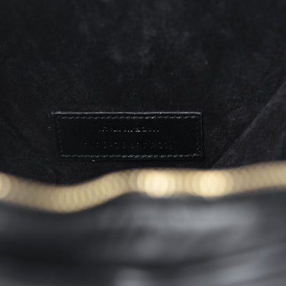Saint Laurent Lambskin Matelasse Chevron Monogram Small Love Heart Chain Bag Black 9 of 10