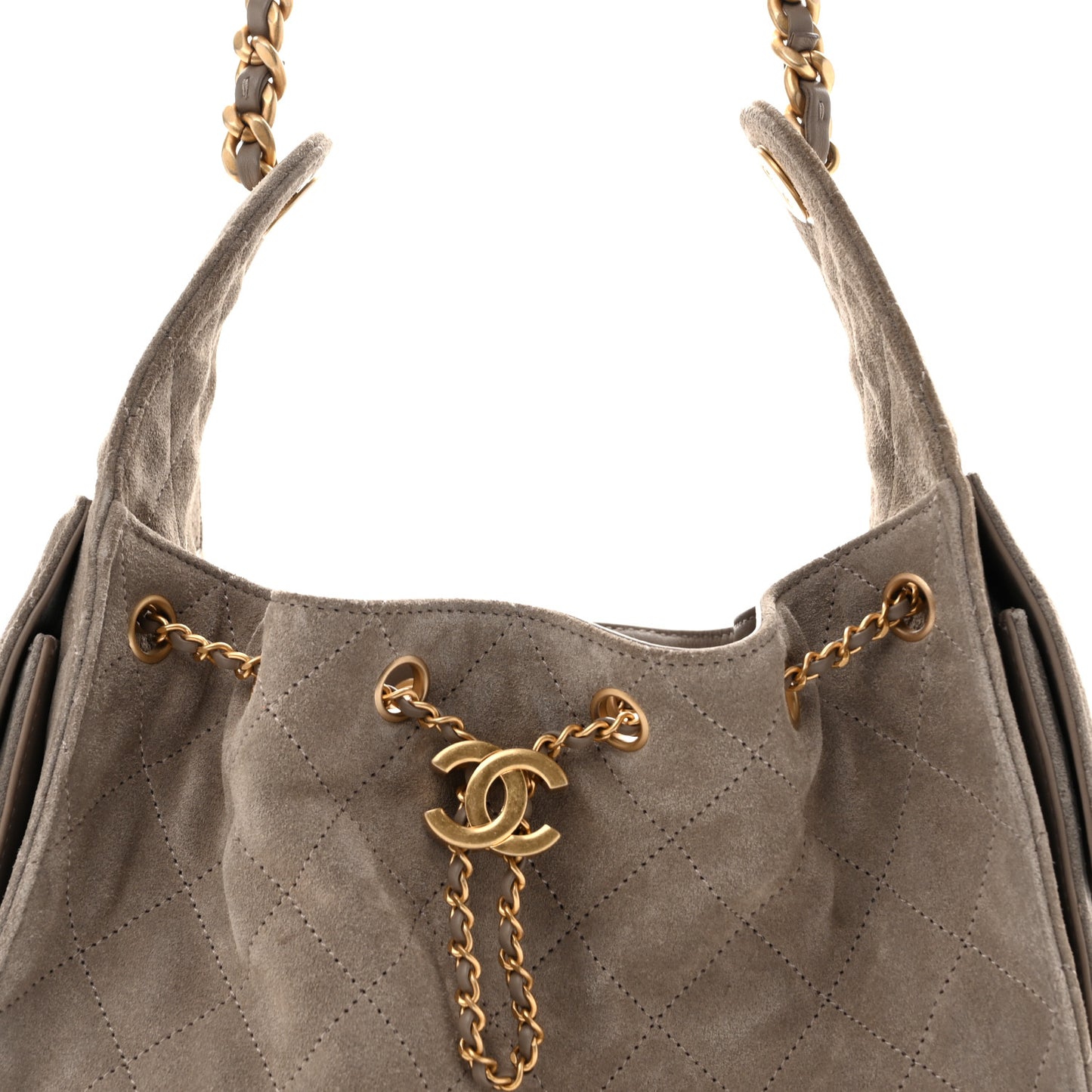 Suede Quilted Small Chanel 25 Handbag Dark Grey