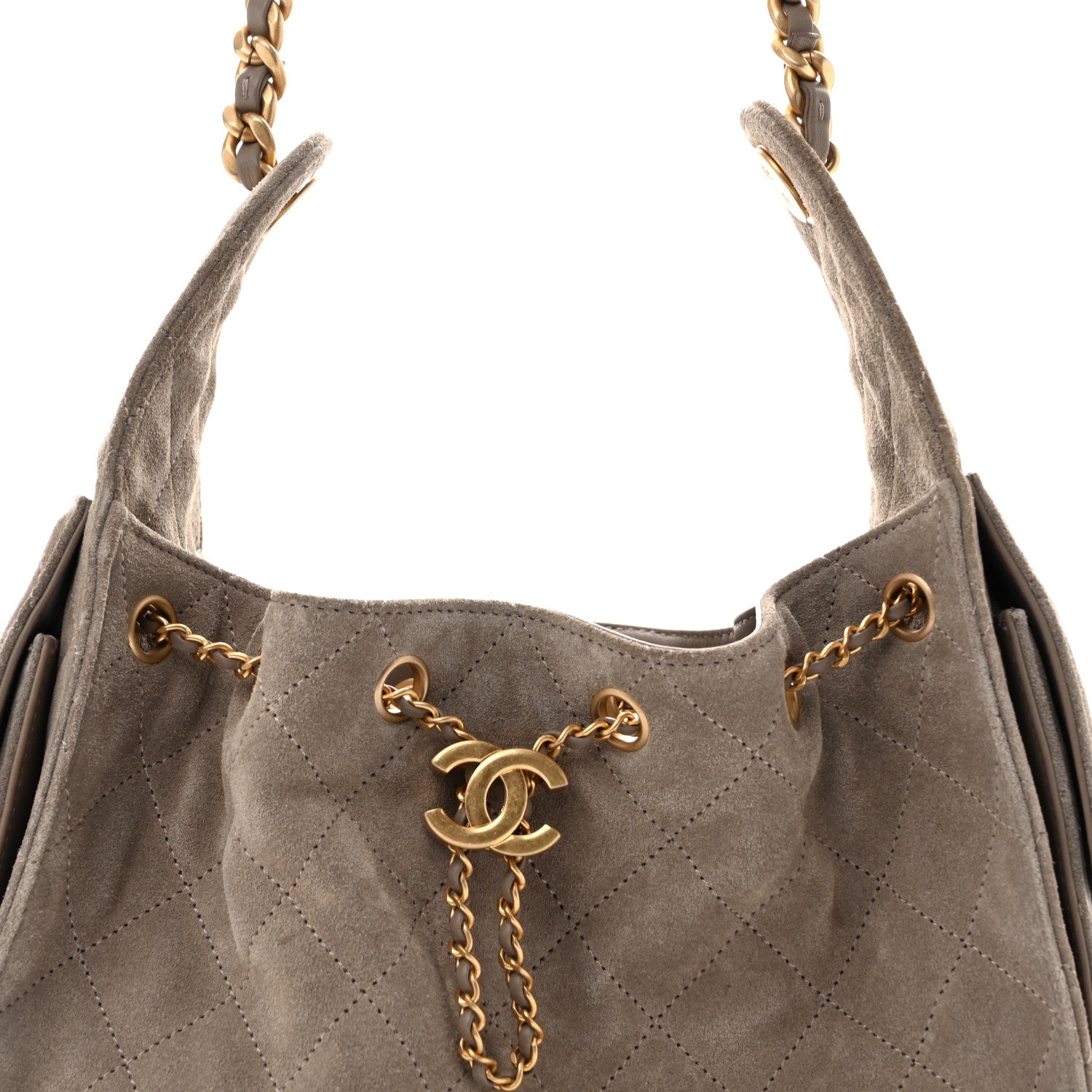 Chanel Suede Quilted Small Chanel 25 Handbag Dark Grey 8 of 13