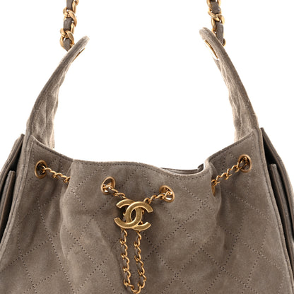 Chanel Suede Quilted Small Chanel 25 Handbag Dark Grey 8 of 13