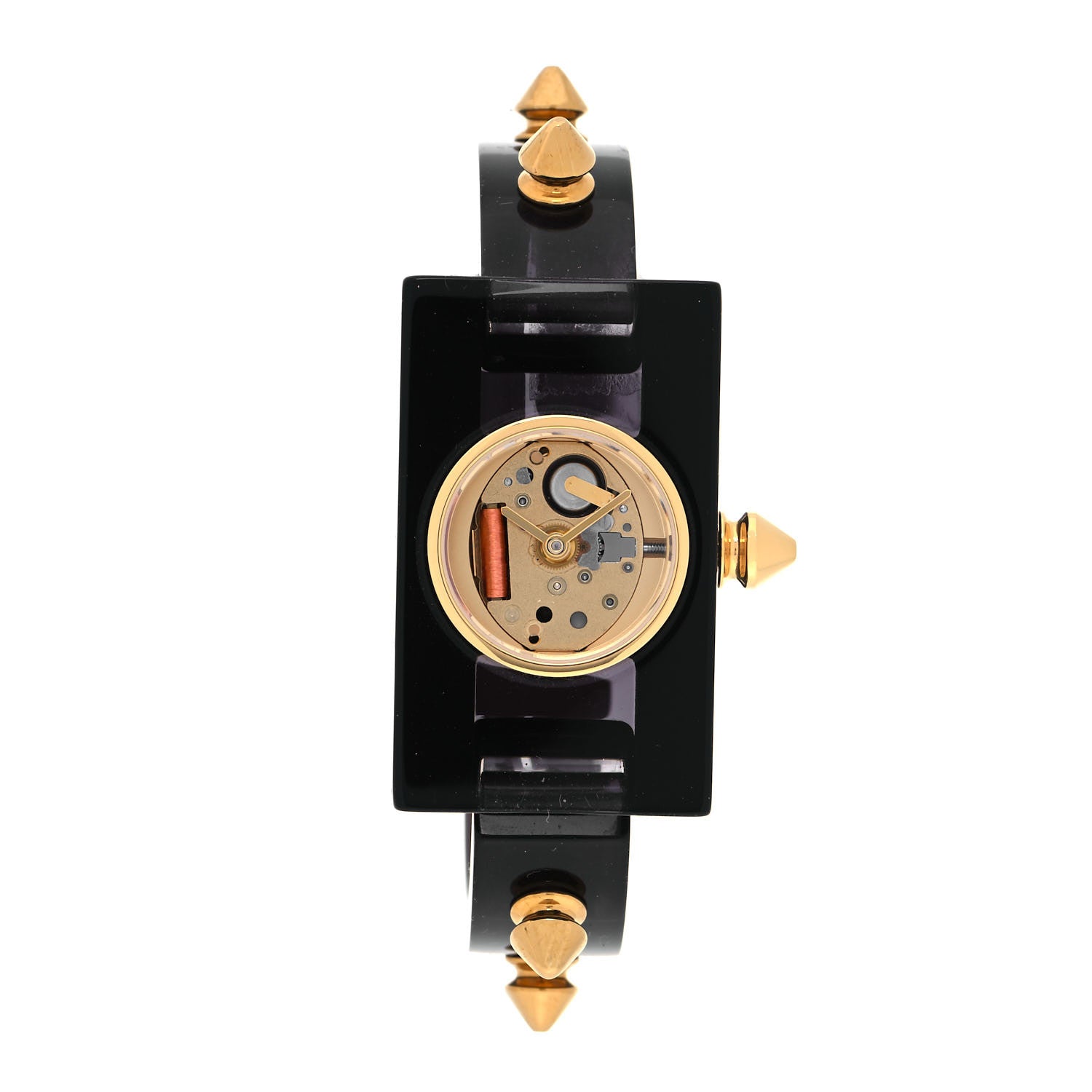 Gucci Stainless Steel Plexiglass 24mm Skeleton Stud Quartz Watch Black 1 of 5
