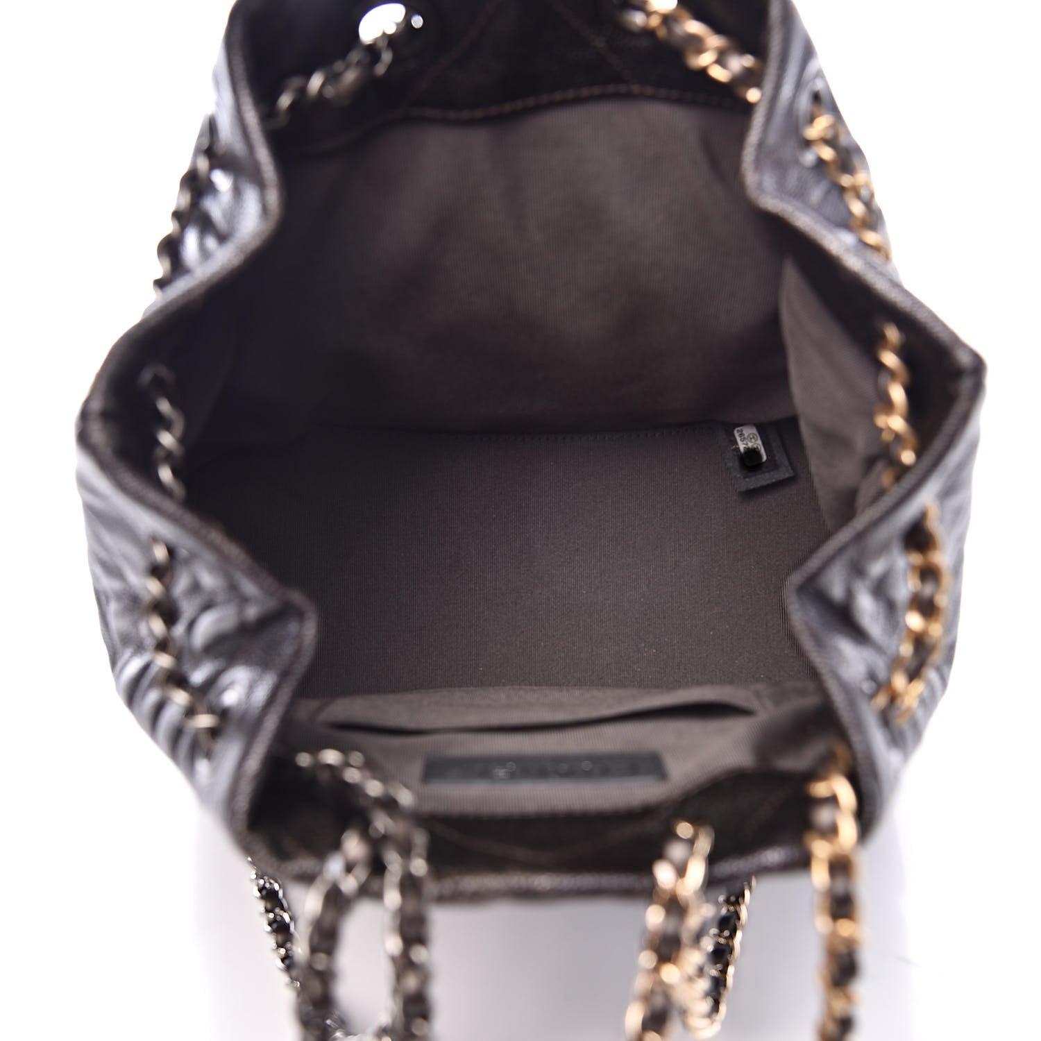 Chanel Metallic Grained Goatskin Gabrielle Backpack Dark Silver Gold 5 of 11