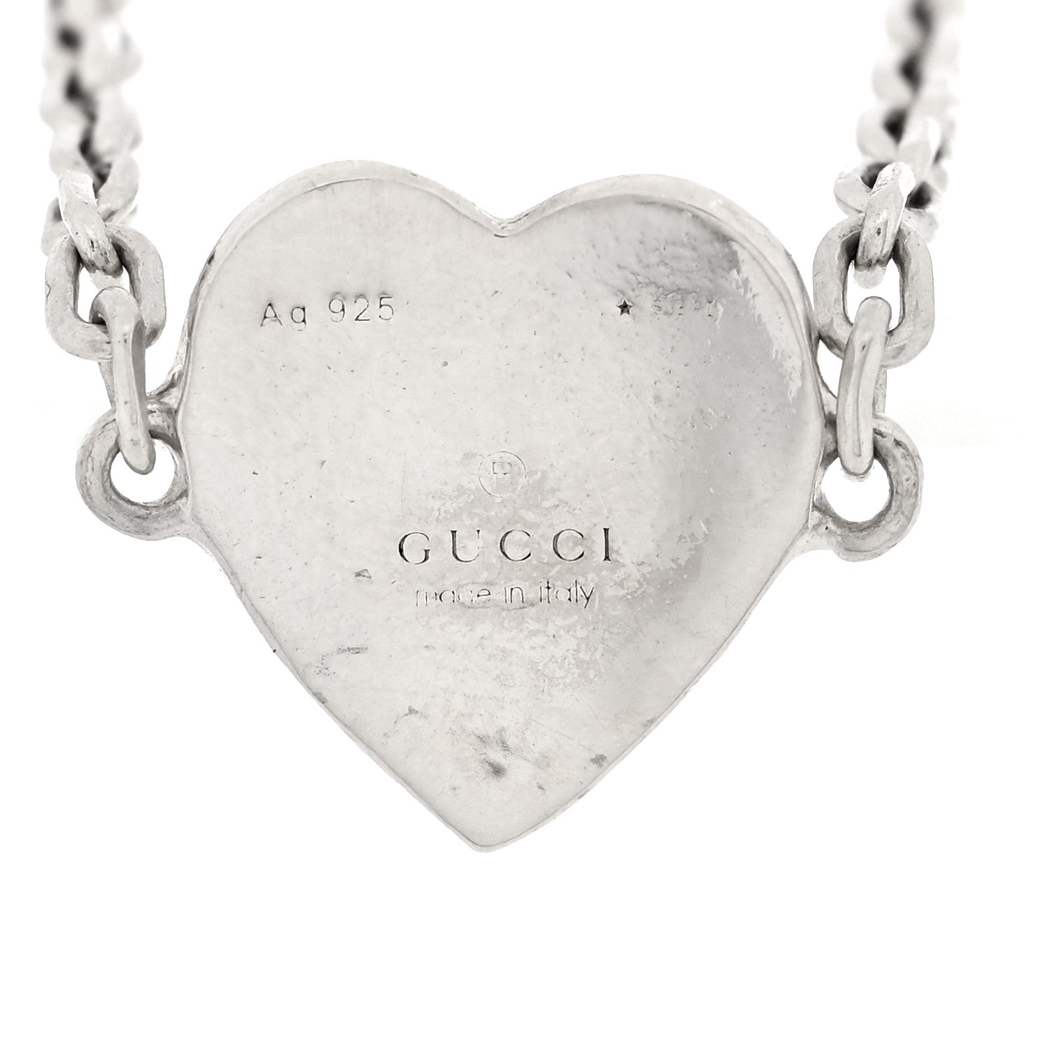 Gucci Sterling Silver Enamel Heart Chain Bracelet Blue 3 of 4