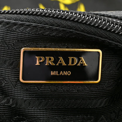 Prada Tessuto Nylon Saffiano Floral Print Tote Yellow Multicolor 6 of 14