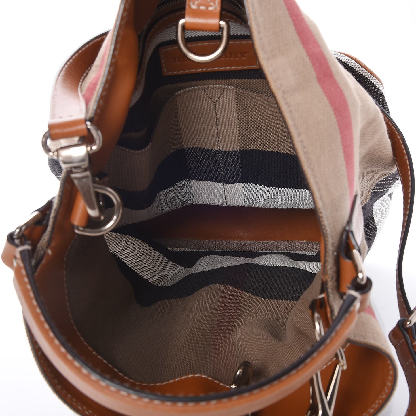 Canvas Mega Check Medium Susanna Hobo Saddle Brown