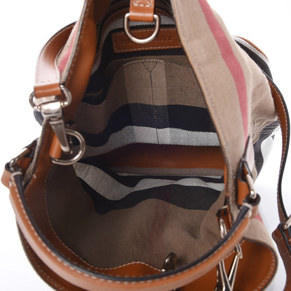 Burberry Canvas Mega Check Medium Susanna Hobo Saddle Brown 5 of 8