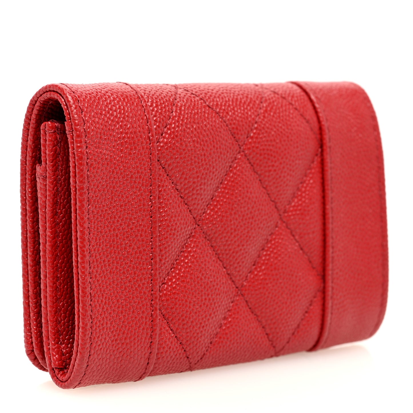 Caviar Quilted Vintage Mademoiselle Card Holder Red
