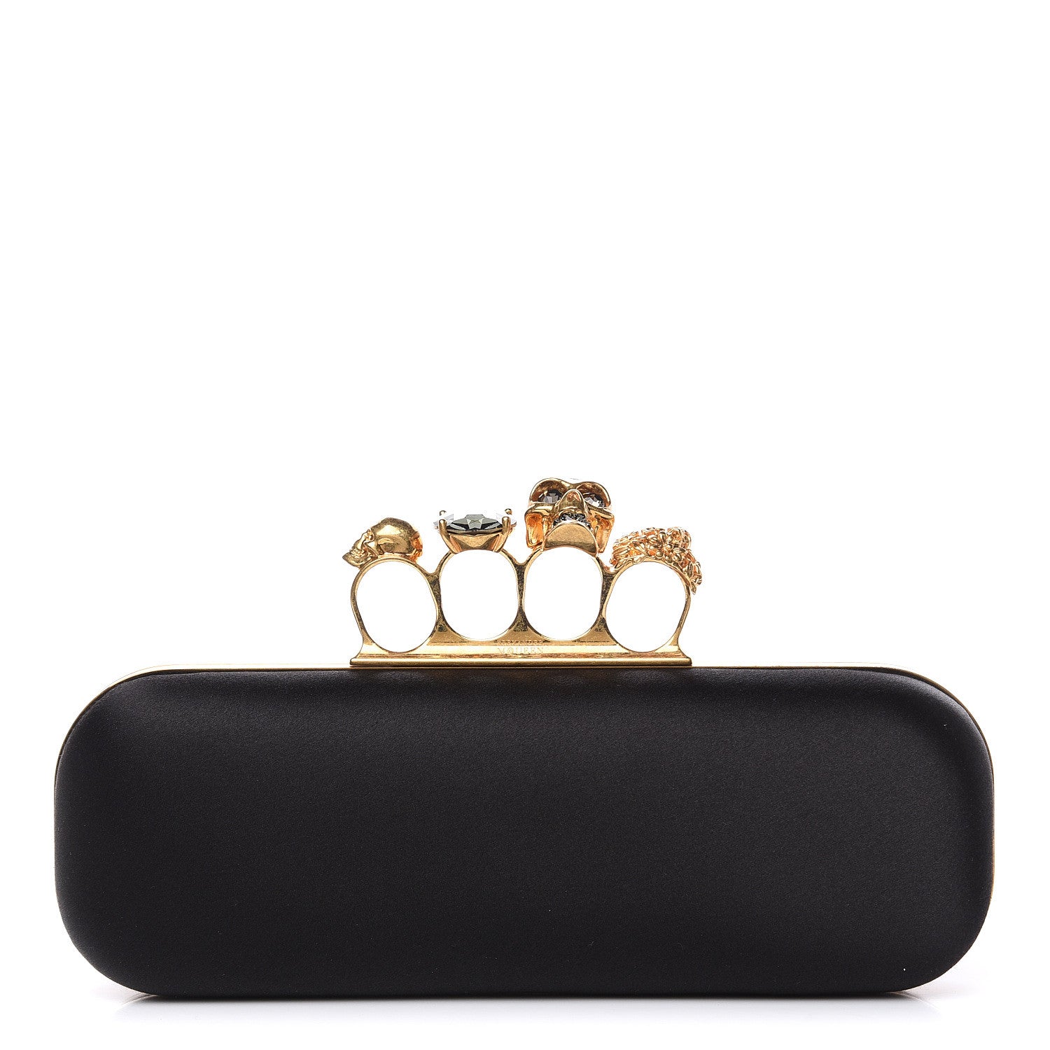 Alexander McQueen Silk Knucklebox Clutch Black 1 of 11