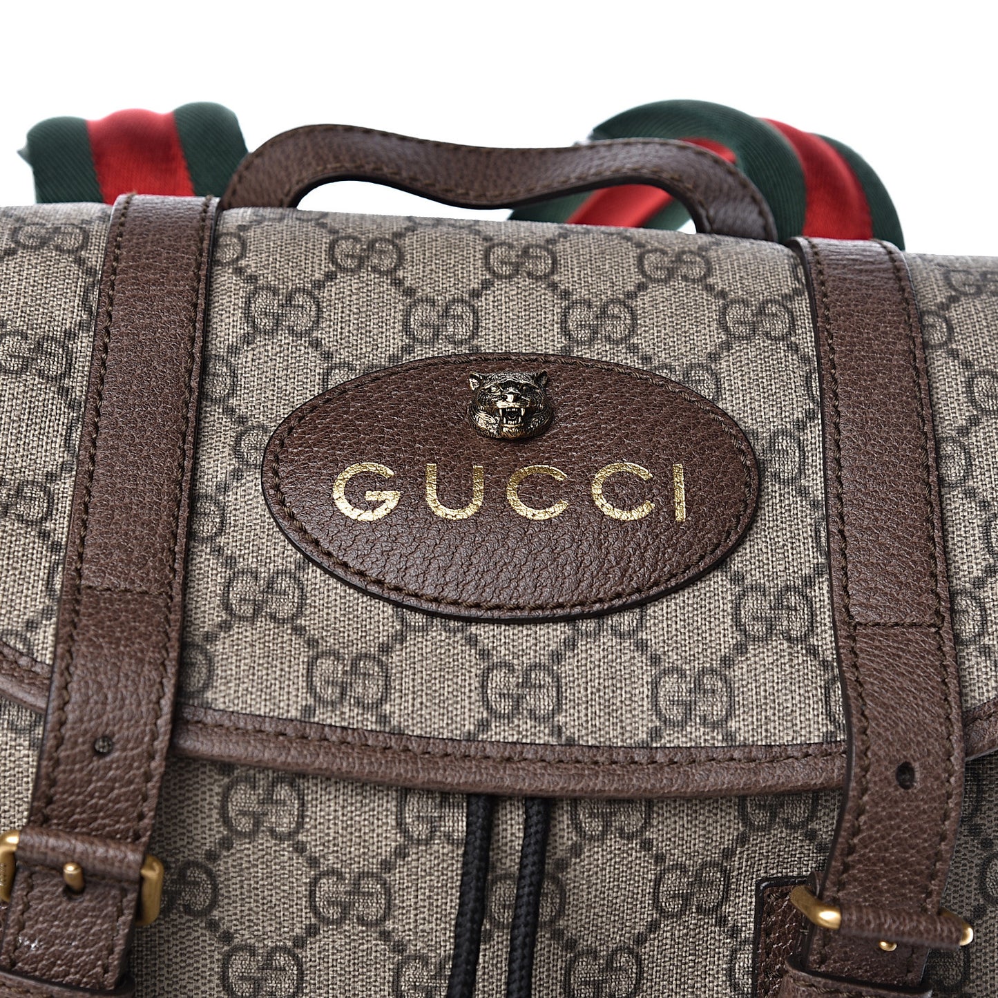 Soft GG Supreme Monogram Neo Vintage Double Buckle Backpack Beige New Acero Crop