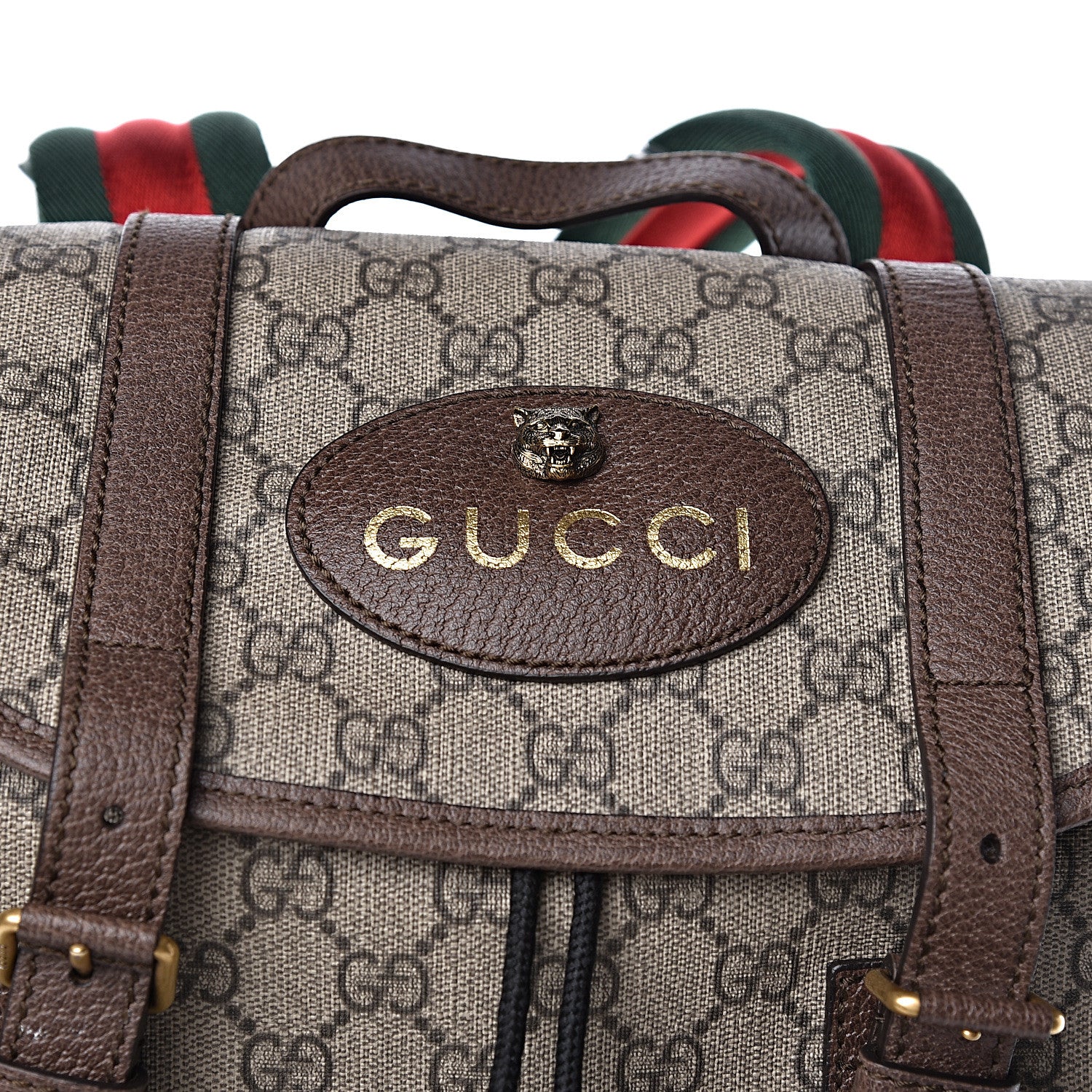 Gucci Soft GG Supreme Monogram Neo Vintage Double Buckle Backpack Beige New Acero Crop 8 of 10