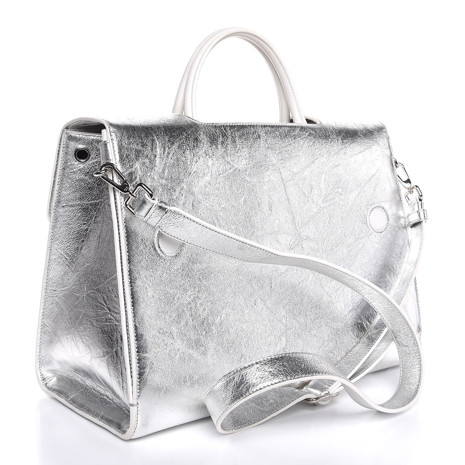 Christian Dior Metallic Calfskin Large Diorever Flap Silver 3 of 8
