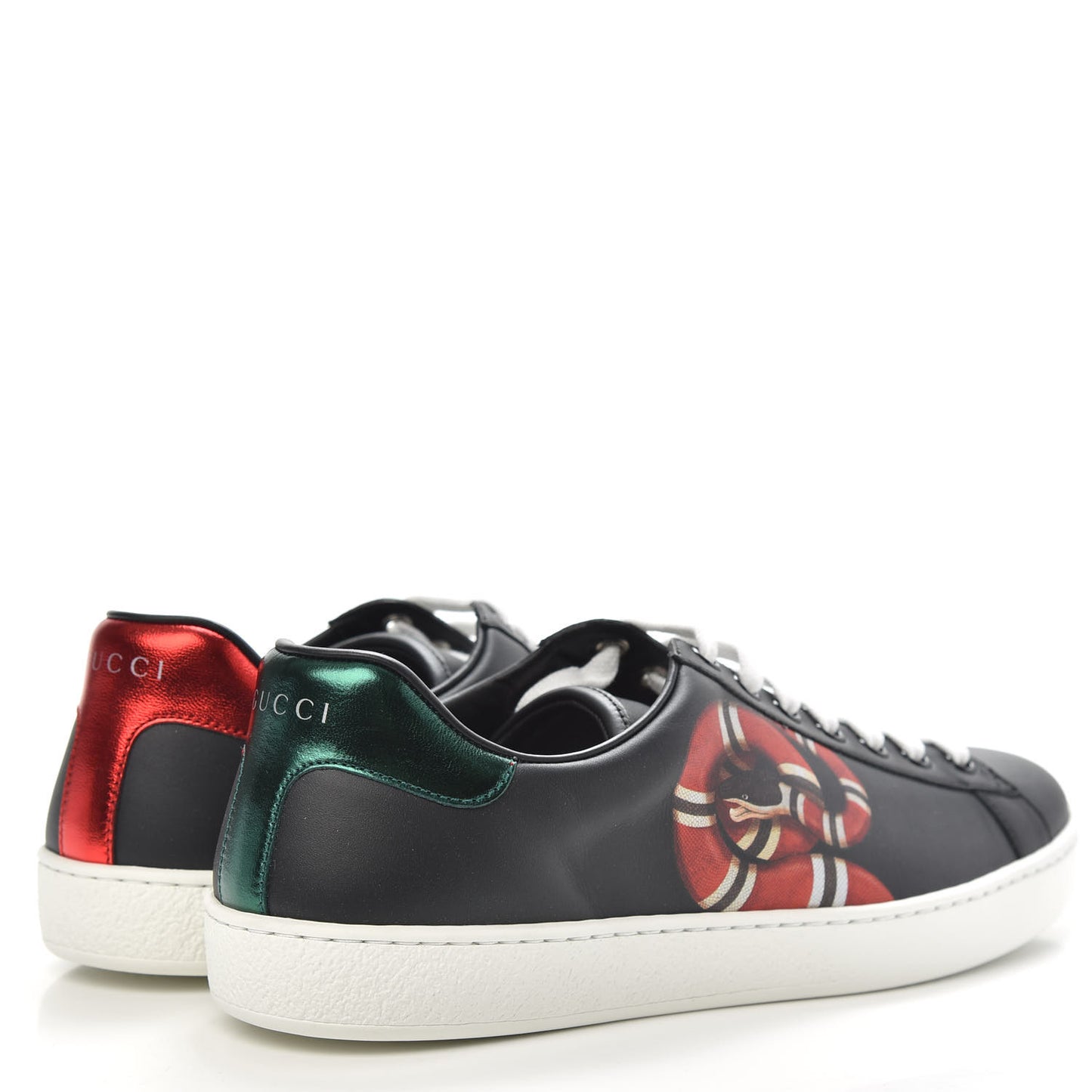 Calfskin Kingsnake Mens Ace Sneakers 8 Black Multicolor