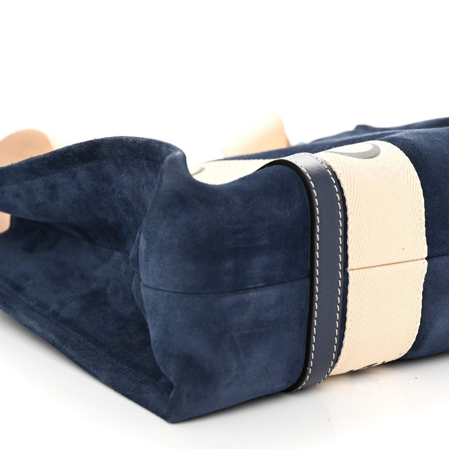 Chloe Suede Calfskin Medium Woody Ribbon Tote Navy 9 of 11
