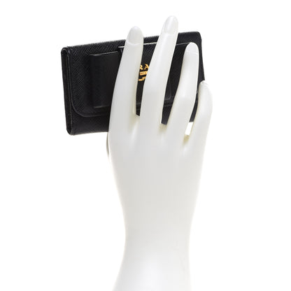 Prada Saffiano Fiocco Bow Metal 6 Key Holder Black 2 of 8