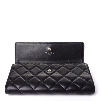 Chanel Lambskin Quilted Large Gusset Flap Wallet Black 12 of 12