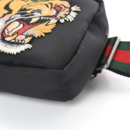 Gucci Canvas Web Tiger Embroidered Messenger Bag Black 7 of 7