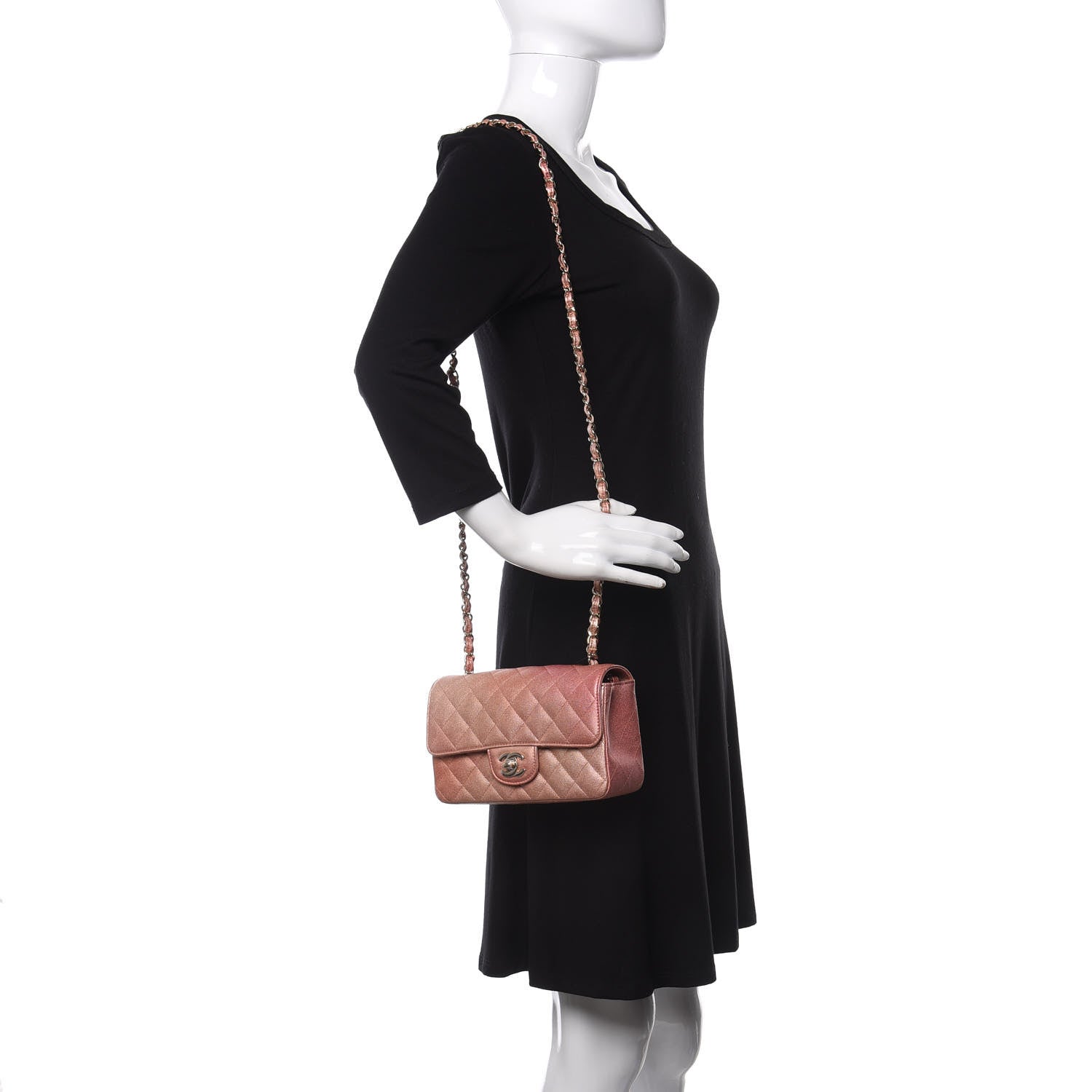 Chanel Metallic Lambskin Quilted Ombre Mini Rectangular Flap Pink 2 of 11