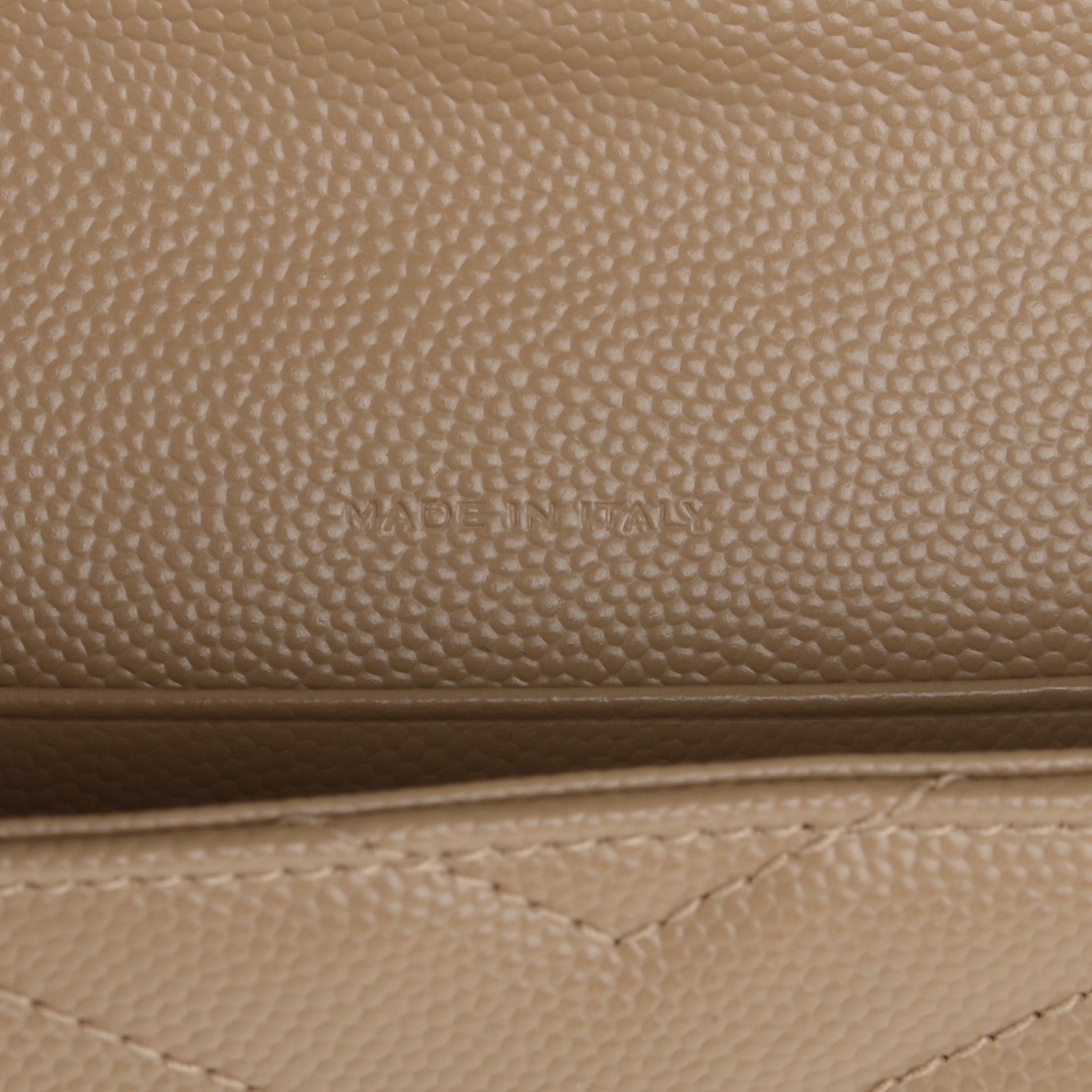 Saint Laurent Grain De Poudre Matelasse Chevron Small Monogram Envelope Wallet Dark Beige 7 of 8