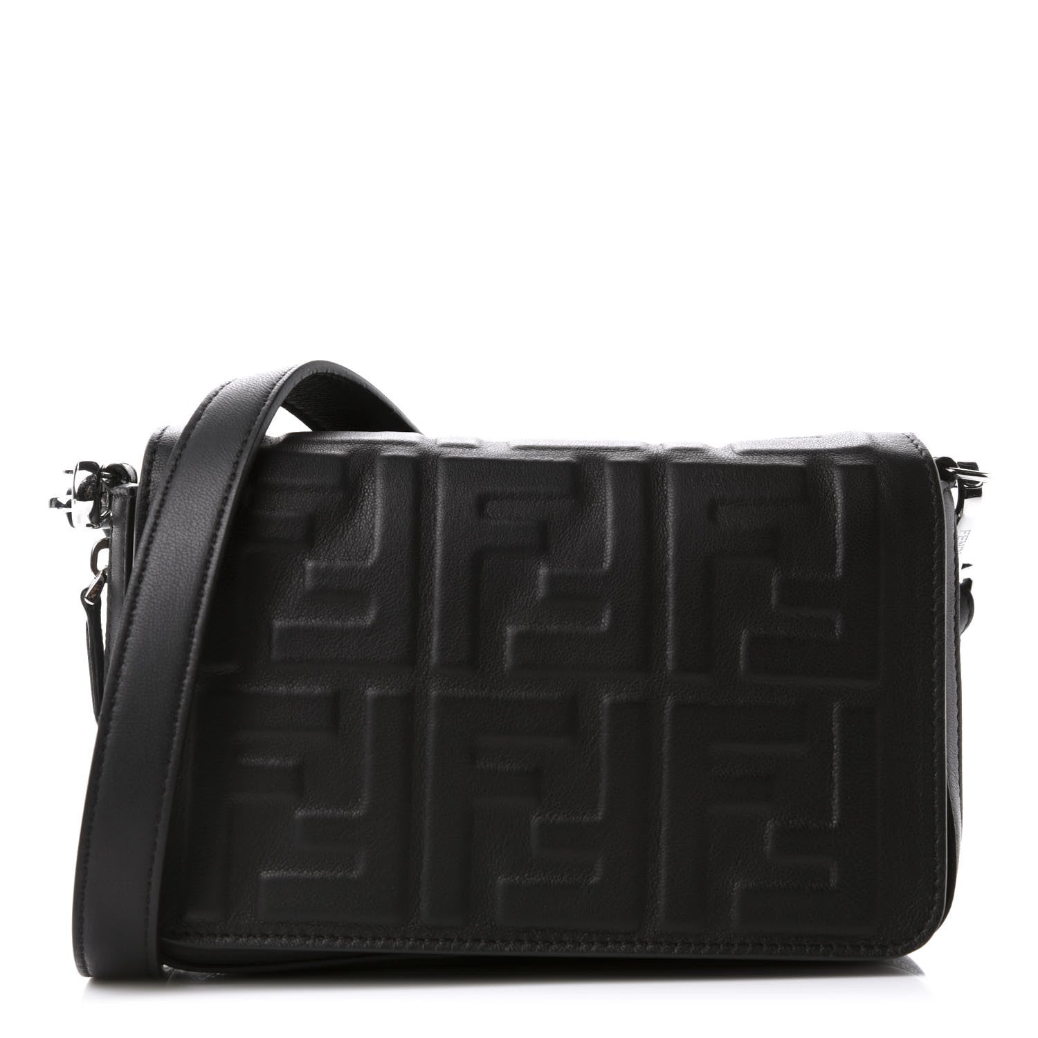 Fendi Nappa FF 1974 Embossed Mini Expandable Flap Bag Black 1 of 10
