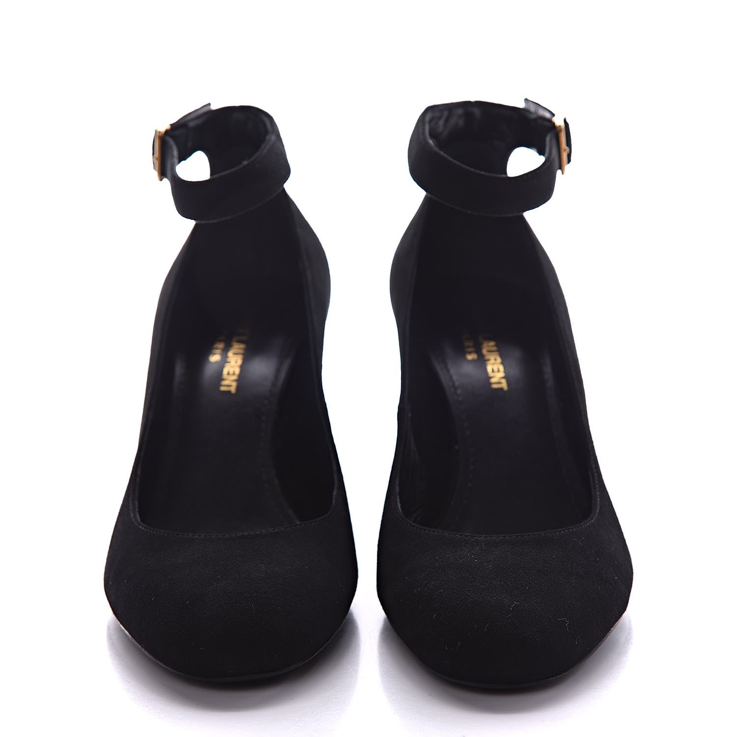 Saint Laurent Suede Loulou 70 Ankle Strap Pumps 38 Black 2 of 9