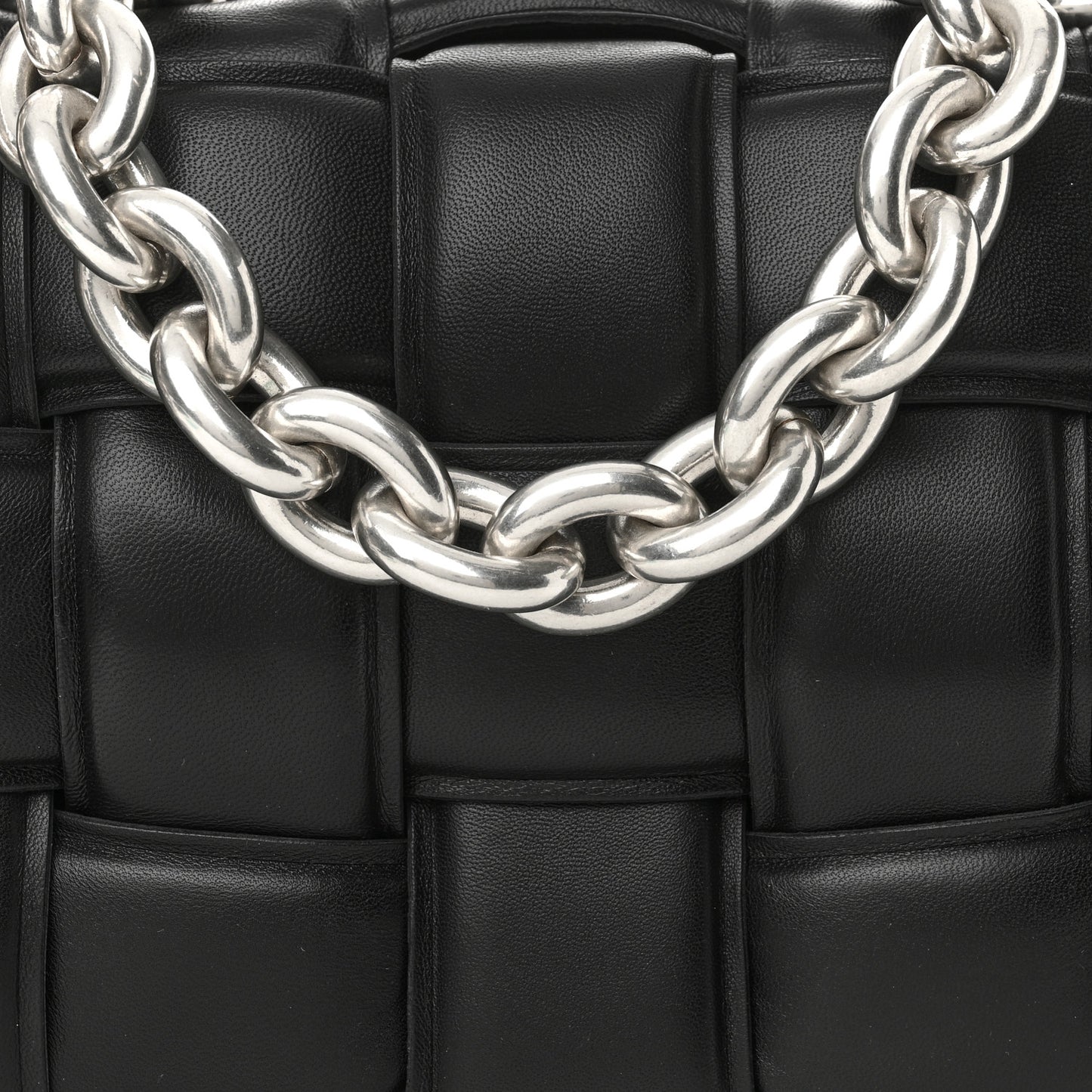Lambskin Maxi Intreccio Padded Chain Cassette Crossbody Bag Black