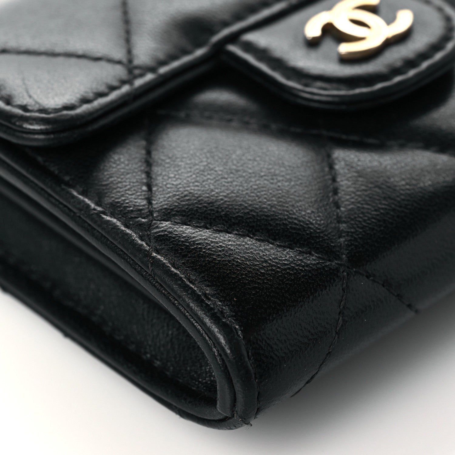 Chanel Lambskin Quilted Flap Card Holder On Chain Black 9 of 11